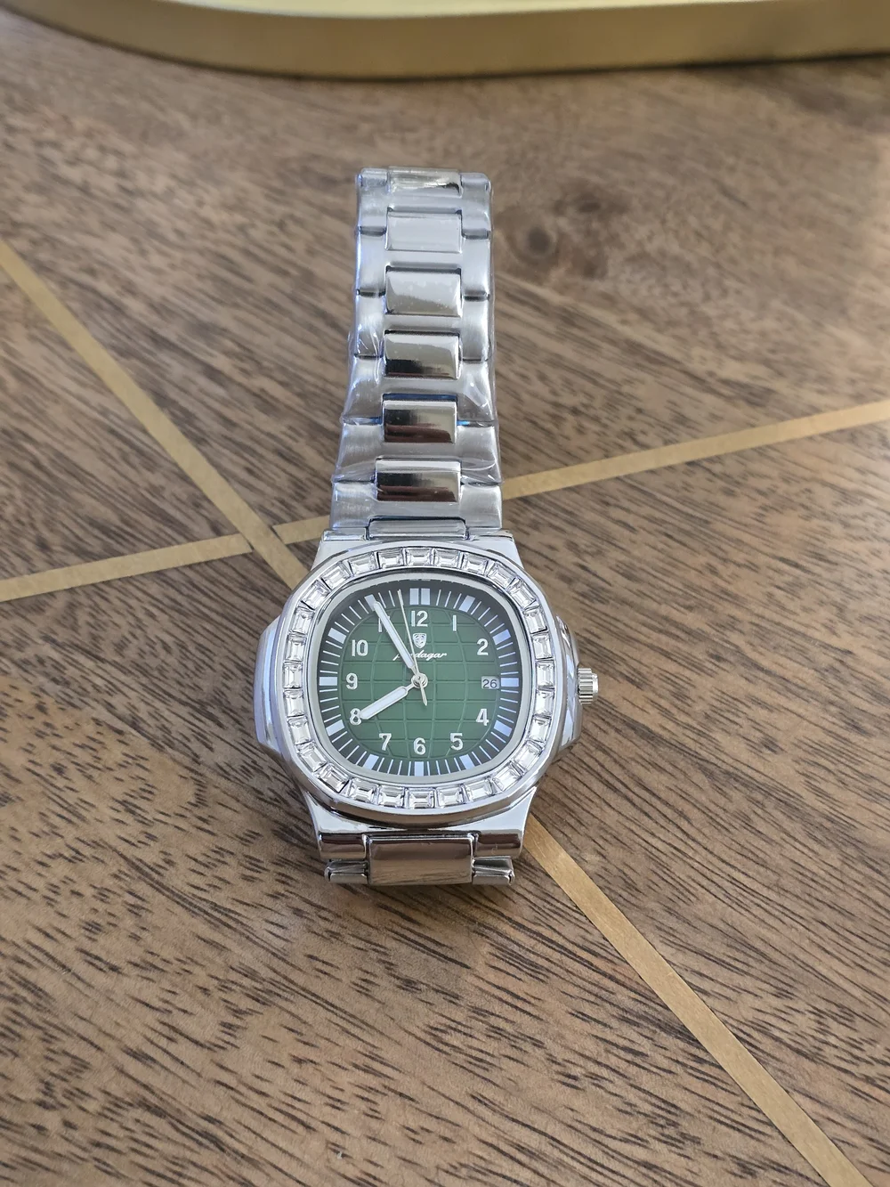 Stainless Steel Men's Watch with Green Dial